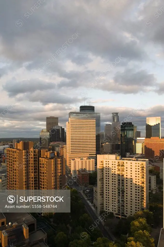 usa, Minnesota, Minneapolis, skyline, evening_mood