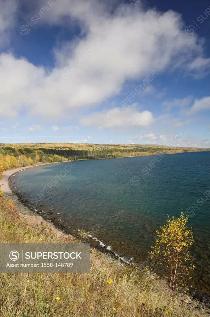 usa, Minnesota, over lake,shore_landscape, autumn