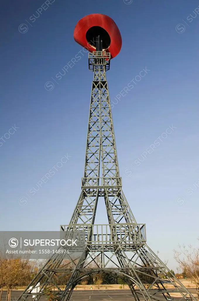 usa, Texas, Eiffel Tower, red hat, landmark