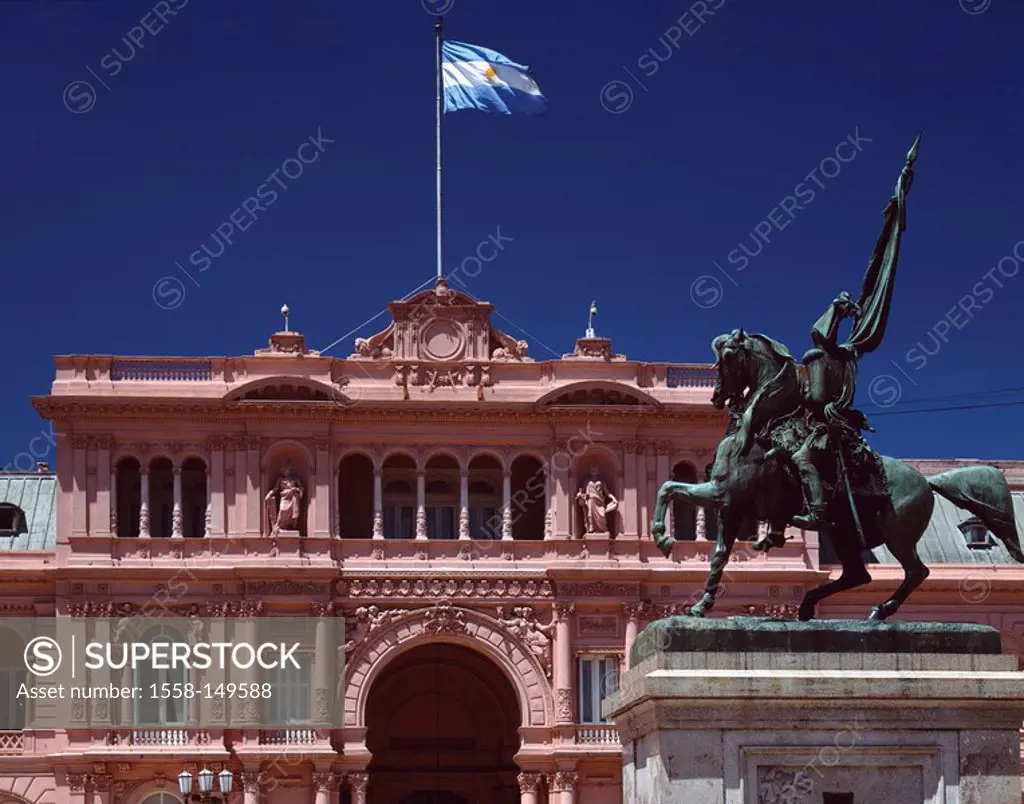 Argentina, Buenos Aires, Casa Rosada, rider_statue, detail, South America, city, destination, sight, Plaza de Mayo, buildings, construction, architect...