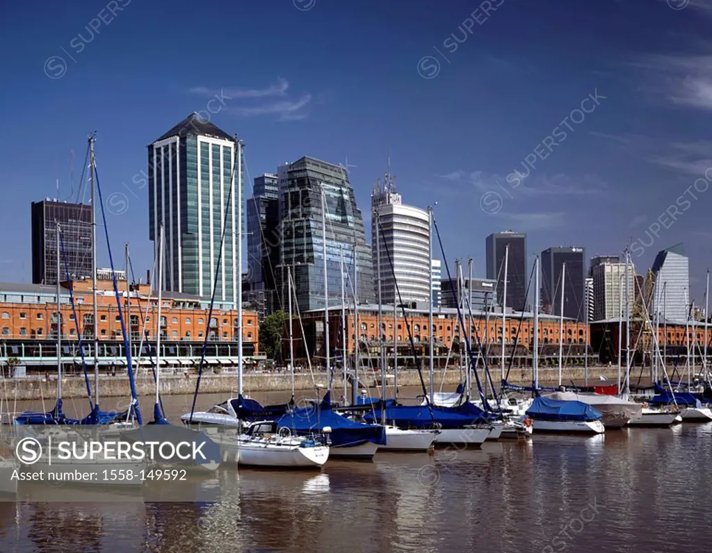 Argentina, Buenos Aires, city view, Puerto Madero, sailboats, South America, capital, city, sight, destination, Microcentro, business_quarter, high_ri...