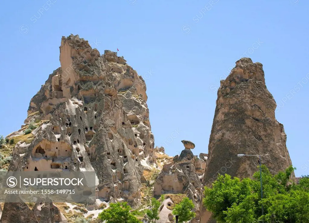 Turkey, Anatolia, Üchisar, tuff_rocks, cave dwellings, rocks, mountains, tuff, tuff_formations, rock_formations, rock_apartments, sight, attraction, U...