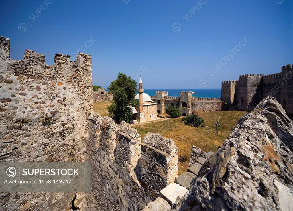 Turkey, Anamur, coast, Mamure Kalesi, mosque, South_coast, coast_region, castle, castle complex, fortress, historic, medieval, castle walls, buildings...