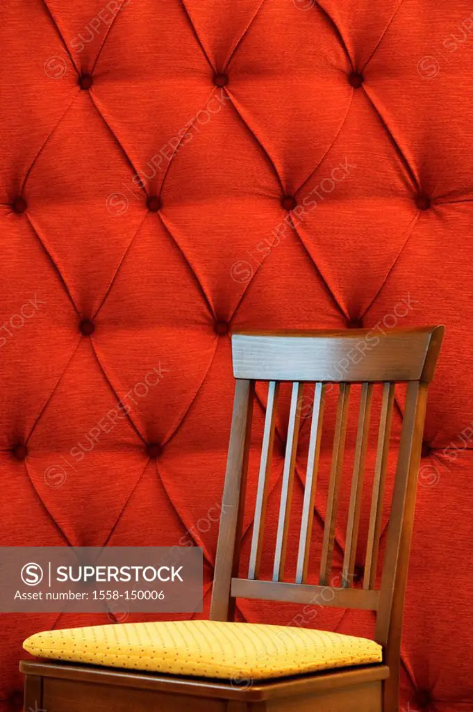 Wall, upholstered, chair, wallcovering, upholstery, wall_fabric, fabric covering, fabric_covered, material, red, antiquated, nostalgically, seat_furni...