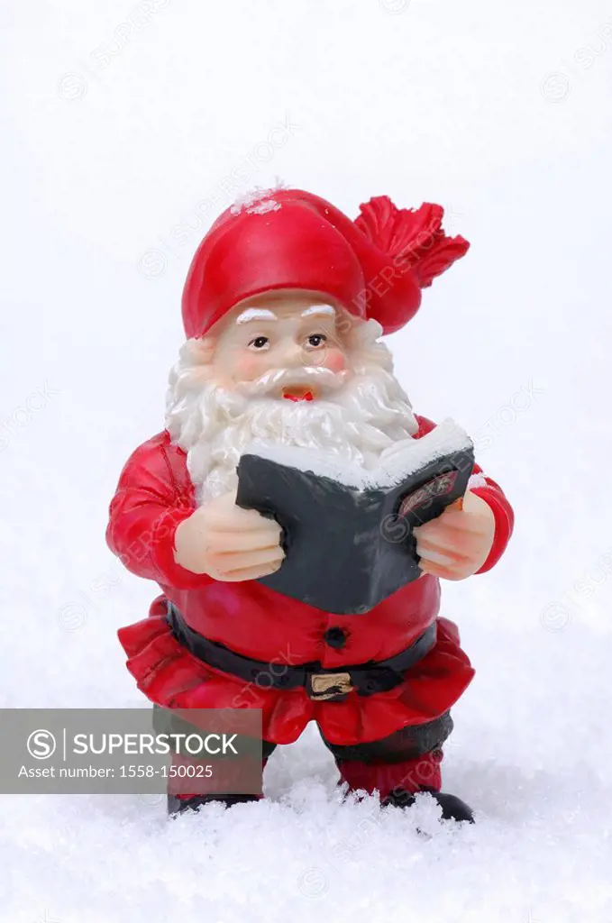 artificial snow, Santa Claus_figure, Christmas_decoration, decoration_object, figure, Santa Claus, book, reading, decoration, Christmas, kitsch, bric_...