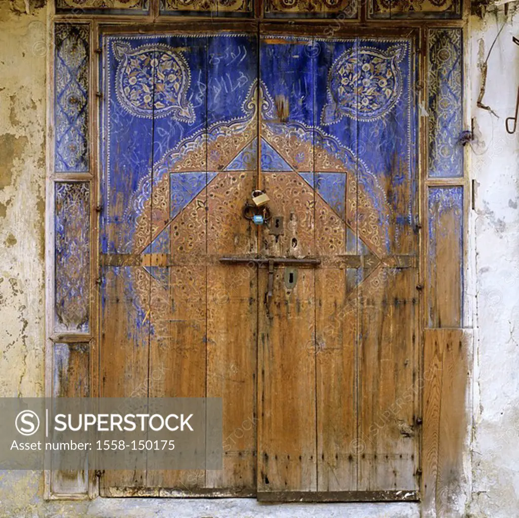 Morocco, Meknes, Medina, wood_gate, old, weathers,