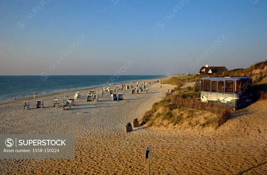 Germany, Schleswig_Holstein, island Sylt, Kampen, beach, dusk, northern North Frisia, North_Frisian island destination tourism sandy beach wicker beac...