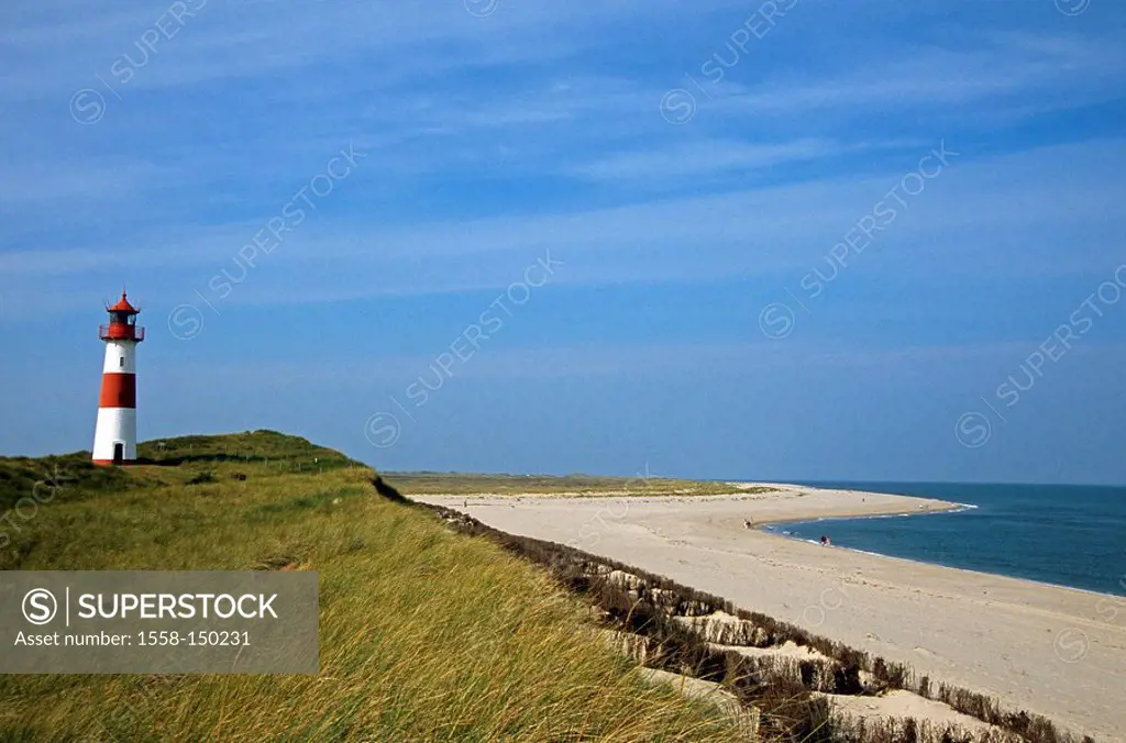 Germany, Schleswig_Holstein, island Sylt, cunning, dune_landscape, lighthouse, Northern Germany, northern North Frisia, North_Frisian islands, elbows,...