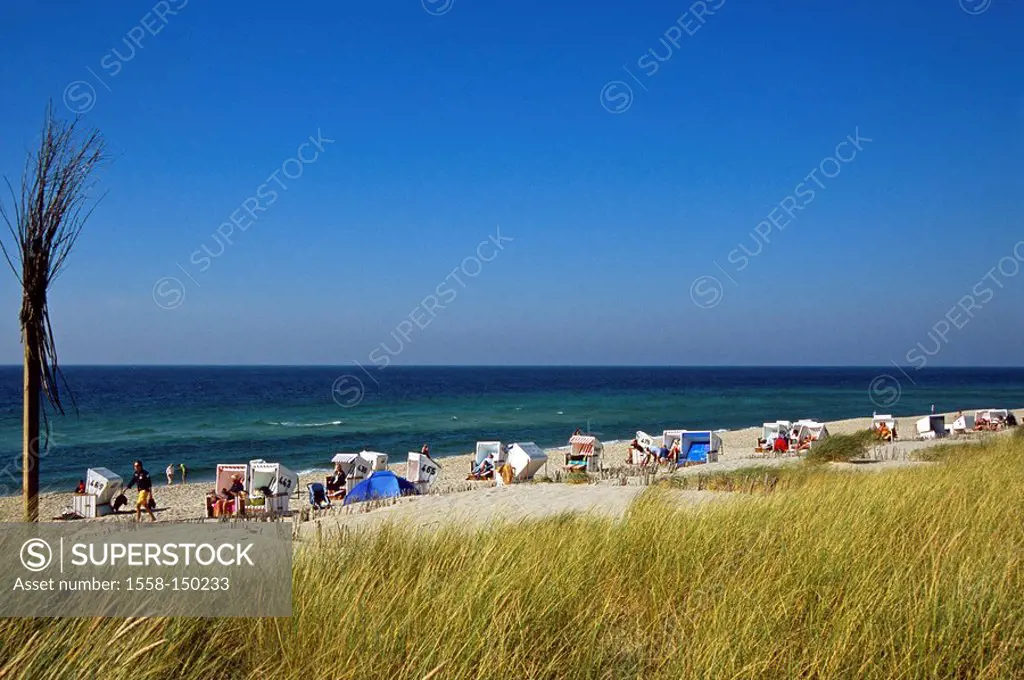 Germany, Schleswig_Holstein, island Sylt, Rantum, beach, wicker beach chairs, Northern Germany, northern North Frisia, North_Frisian islands, sandy be...