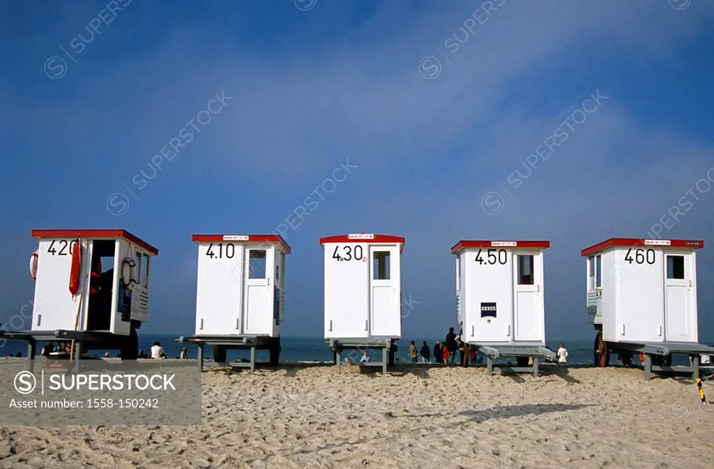 Germany, Schleswig_Holstein, island Sylt, Westerland, lifeguard_stations, Northern Germany, northern North Frisia, North_Frisian islands, beach, sandy...