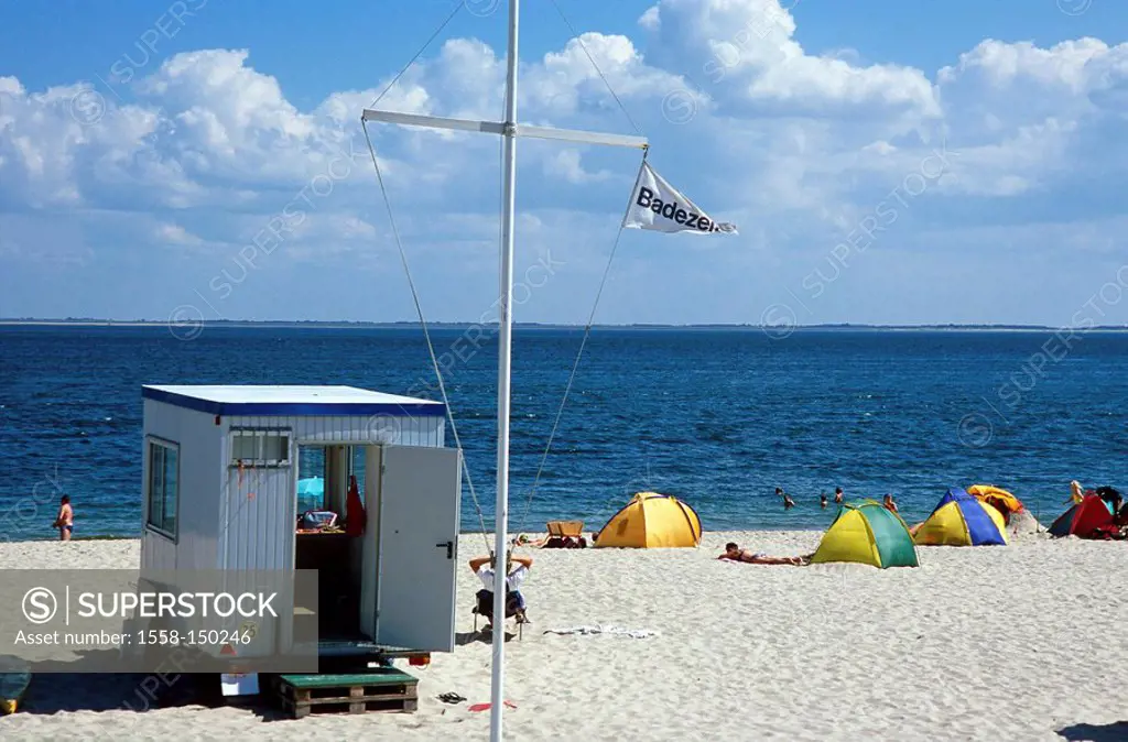 Germany, Schleswig_Holstein, island Sylt, Hörnum, sandy beach, lifeguard_station, Northern Germany, northern North Frisia, North_Frisian islands, dest...