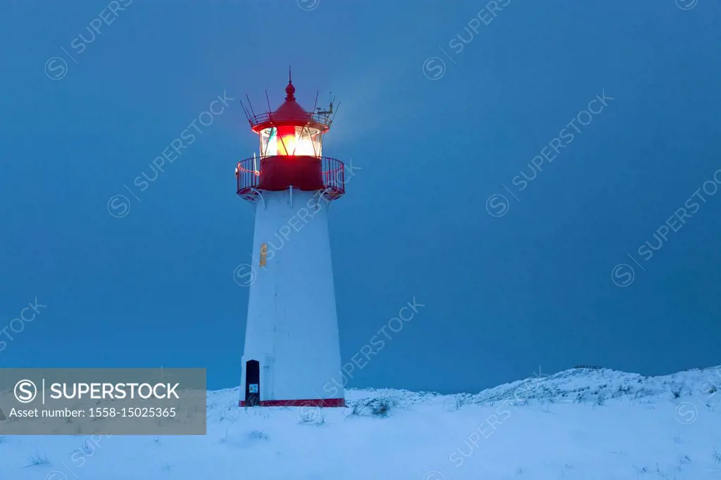 Western lighthouse in the Ellenbogen, List, island Sylt, the North Frisians, Schleswig - Holstein, Germany,