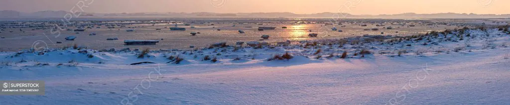 Ice floes on the North Sea, List, island Sylt, the North Frisians, Schleswig - Holstein, Germany,