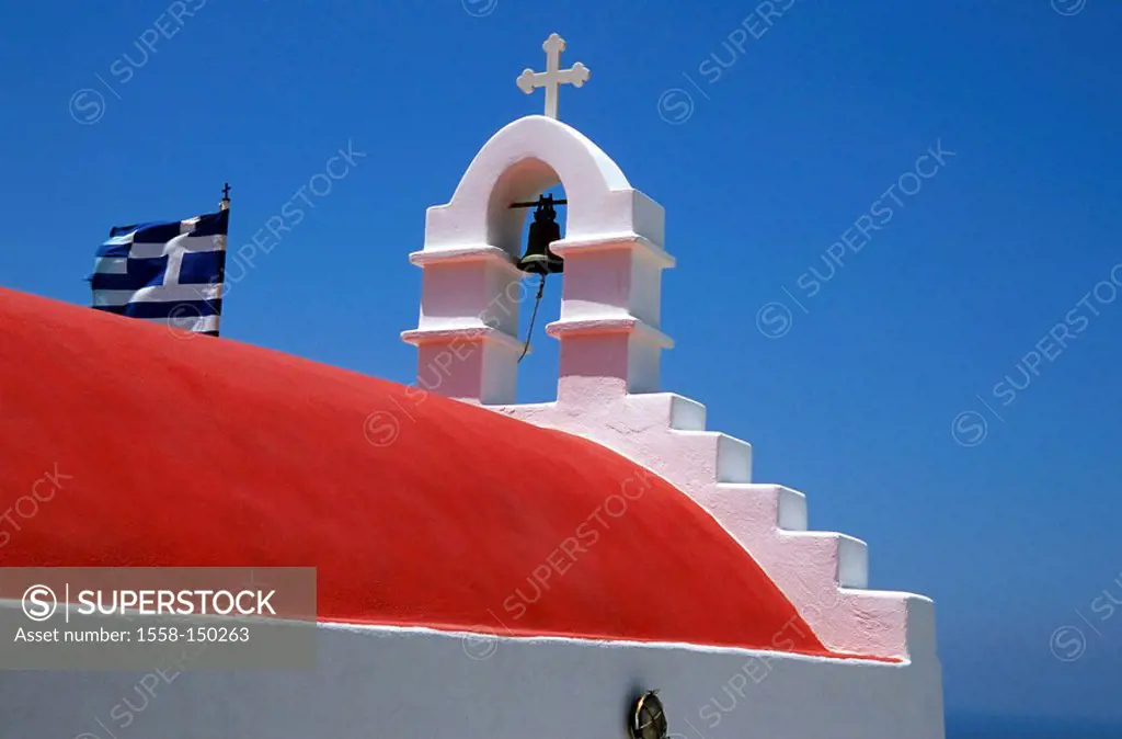 Greece, Cyclades, island Mykonos, Agios Stefanos, church, wall, fence, gate, destination, Mediterranean_island, sight, Lord´s house, belief, religion,...