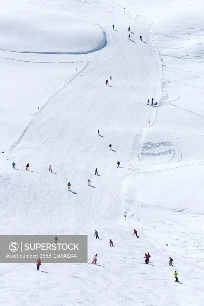 Austria, Montafon, skiing area Silvretta Montafon, ski runway on the Hochjoch