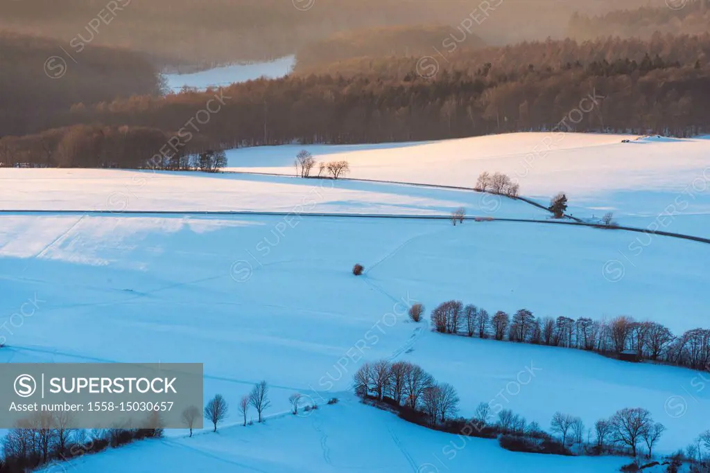 Winter landscape, Milseburg, Danzwiesen, Rhoen Mountain, Hesse, Germany