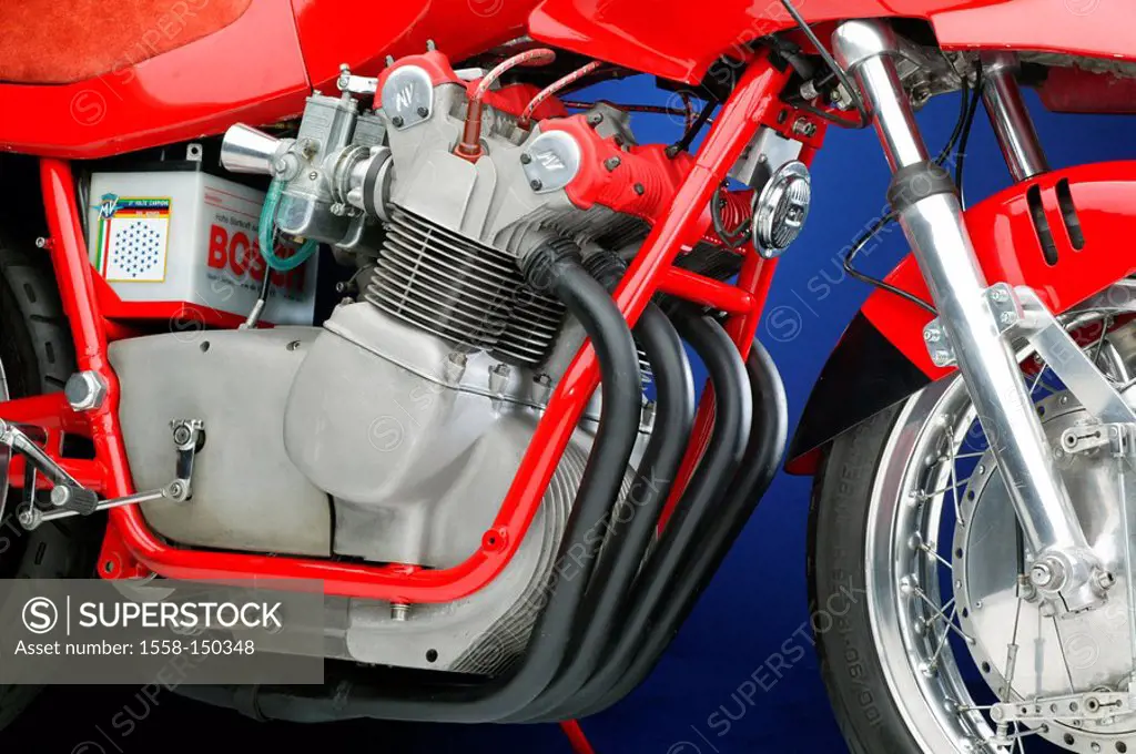 Motorcycle, MV Agusta, red, at the side, detail, bicycle, motorcycle, exhaust_installation, more crooked, exhaust manifold, motor, symbol, riding a mo...