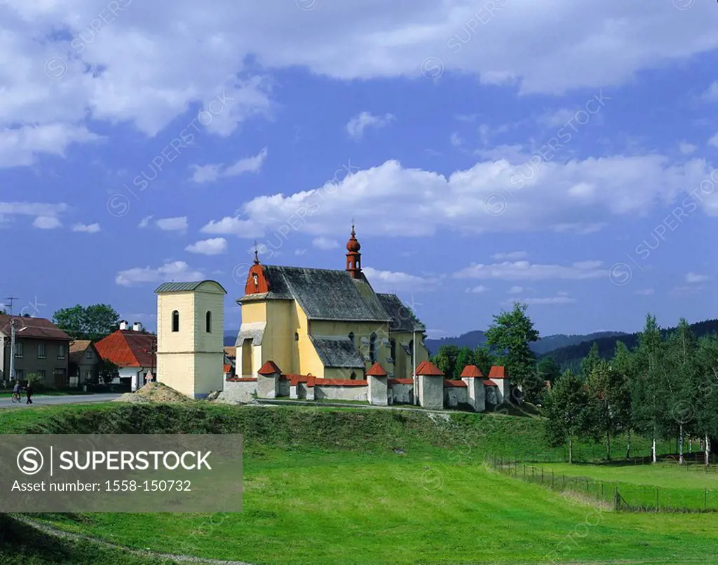 Slovakia, Matiasovce, fortified church, locality perspective, houses, buildings, church, church_wall, sight, destination, tourism,