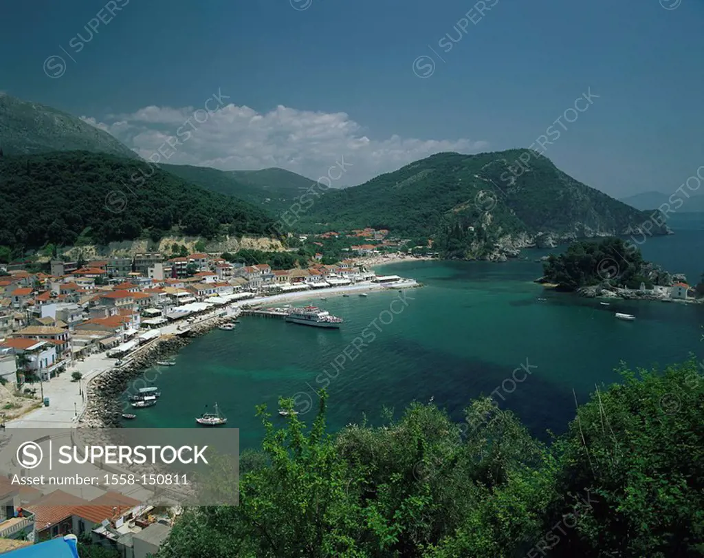 Greece, Parga, city view, harbor, promenade, streets_pubs, overview, West coast, coast, rock_coast, bay, coast_city, port, city, city_overview, harbor...