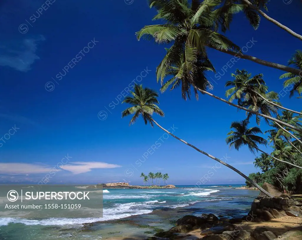 Asia, Sri Lanka, coast, palm_beach, lake,gaze rock_island South_Asia island state sandy beach beach, rocks, view, islets, island, small, uninhabited, ...