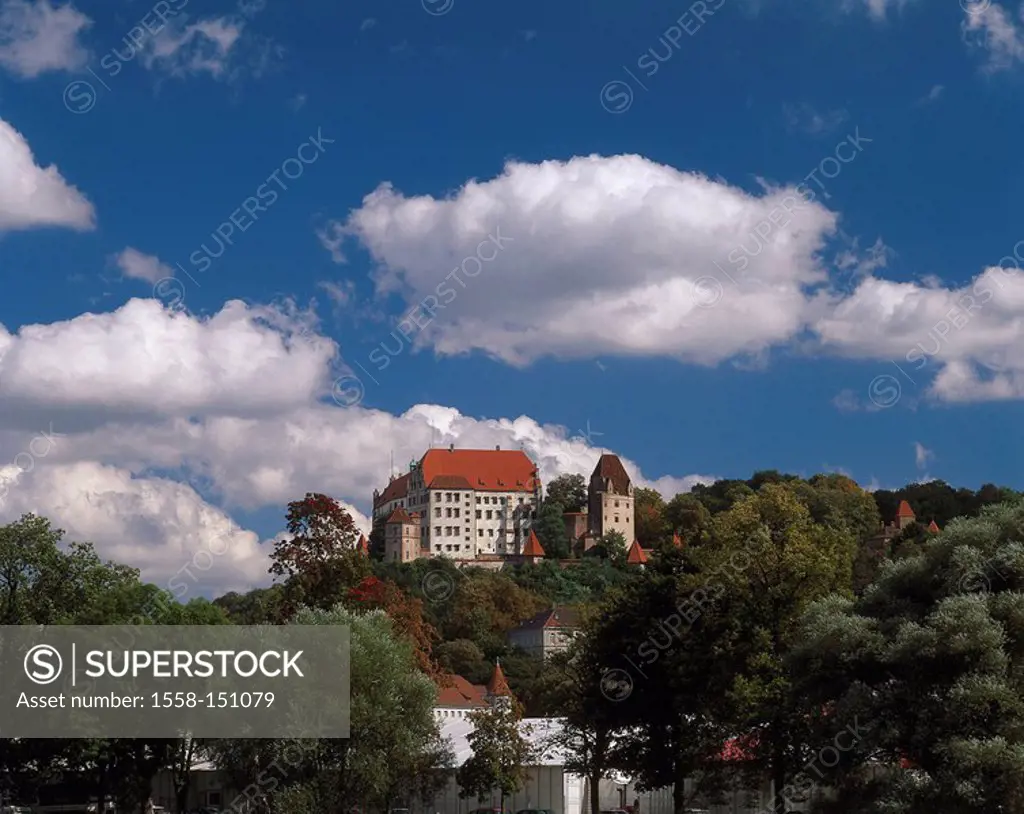 Germany, Bavaria, Landshut, city view, castle Trausnitz, lower bavaria, city, rise, castle complex, fortress, construction, architecture, sight, desti...