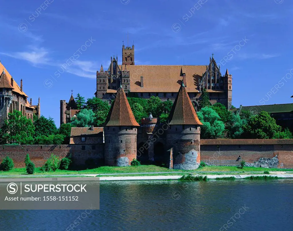 Poland, Masuria, Marie_castle, city view, Malbork, city, high_palace, palace, decoration_castle, brick_palace, construction, architecture, sight, dest...
