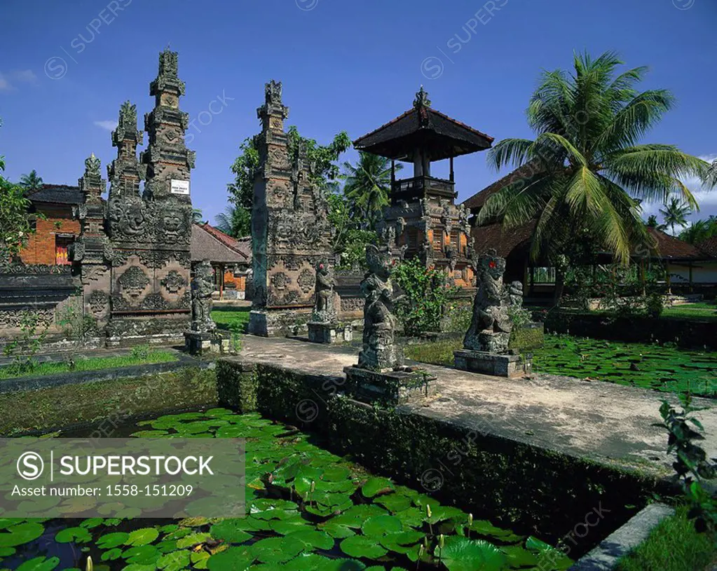 Indonesia, island Bali, Mengwi, temples, access, gate, basins, waterlilies, culture, belief, Hindu, temple_installation, bridge, transition, temple_co...