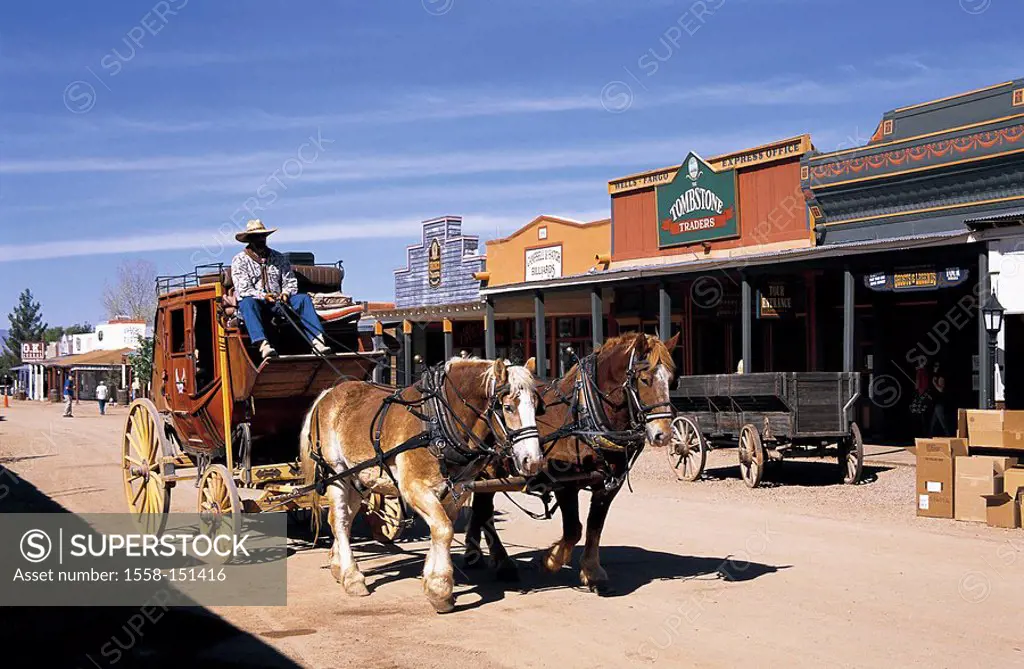 usa, Arizona, Tombstone, streets, businesses, stagecoach, North America, desert_city, western_city, horses, carriage, historically, tourist attraction...