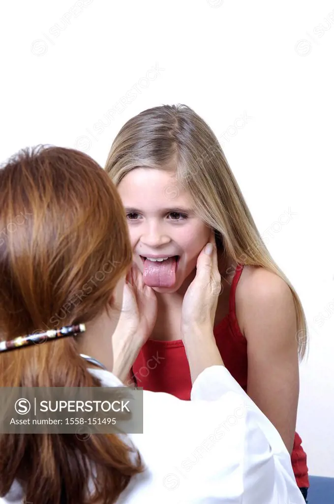 Pediatrician, girl, examination, people, show tongue, series, doctor woman, doctor, child, patient, treatment, check_up, provision, control, doctor_vi...