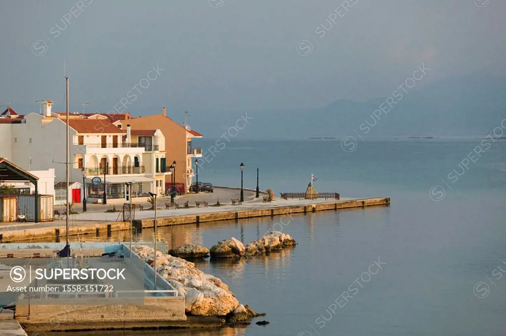 Greece, Ionic islands, island kefalonia, Argostoli, harbor_perspective, dusk, Europe, Mediterranean_island, destination, island_capital, port, shore_p...