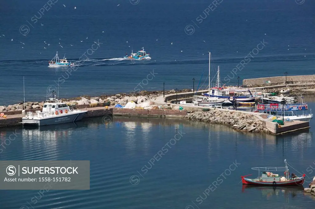 Greece, island lesbos, Mithymna, fisher_harbor, Europe, Mediterranean_island, sea, Mediterranean, city, port, harbor, fisher_boats, fishery, haul, wat...