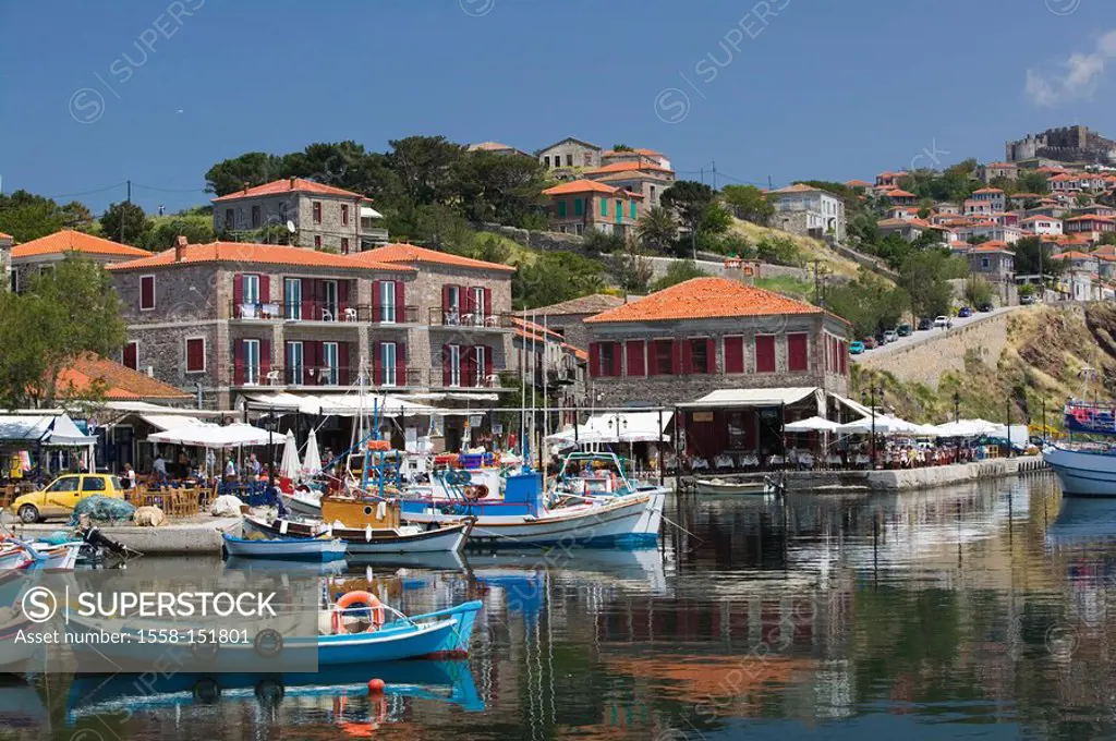 Greece, island lesbos, Mithymna, city view, harbor, fisher_boats, Europe, Mediterranean_island, sea, Mediterranean, city, port, fisher_harbor, fishery...