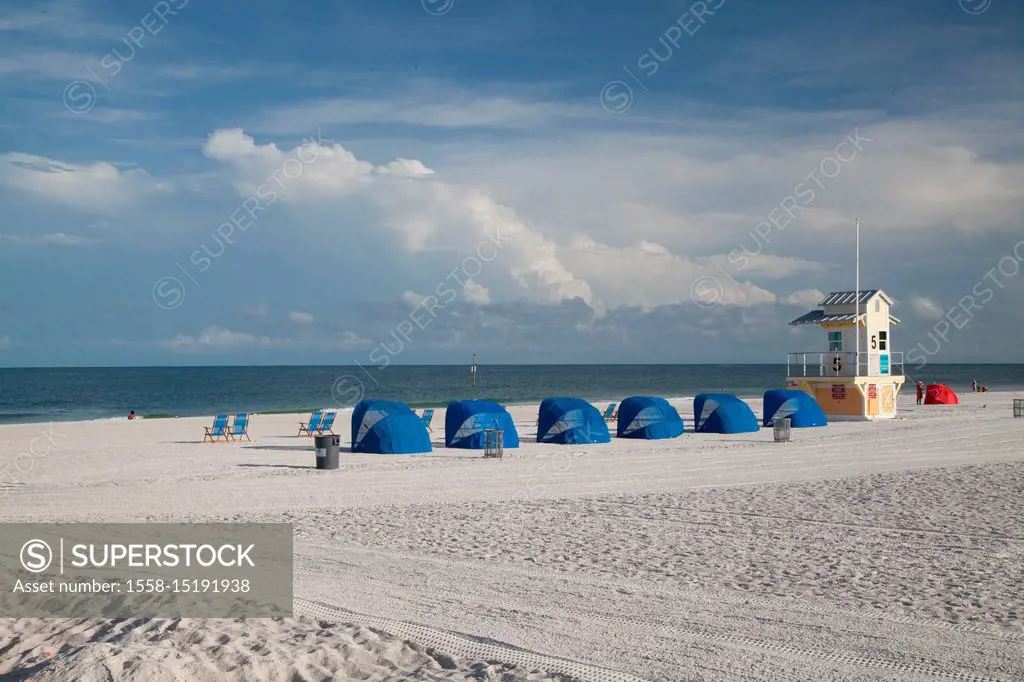 The USA, Florida, Clearwater Beach, beach panorama, beach shells