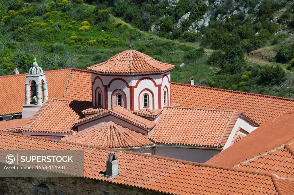 Greece, island samos, Mili, cloister Moni Megalis Panagia, roof, detail, Europe, Mediterranean_island, destination, sight, buildings, construction, ar...