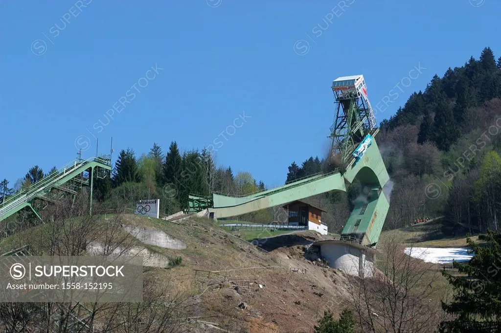 Germany, Bavaria, Garmisch_Partenkirchen, Olympic_ski_jumping hill, ski_ski jump, ski jump, ski jump, steel_construction, ski jump_installation, big_s...