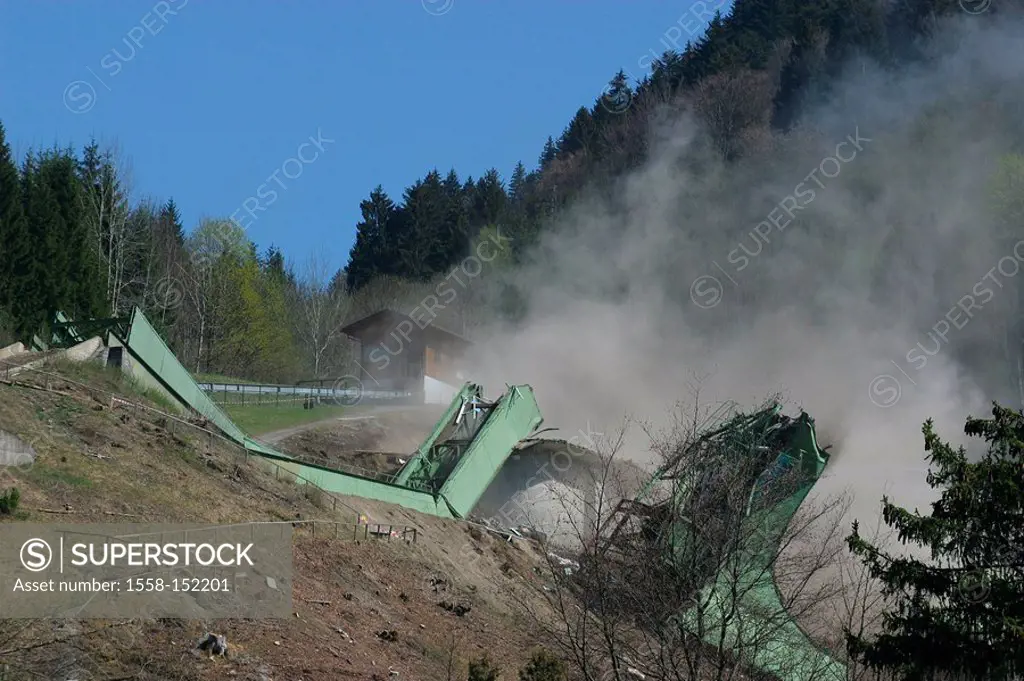 Germany, Bavaria, Garmisch_Partenkirchen, Olympic_ski_jumping hill, ski_ski jump, ski jump, ski jump, steel_construction, ski jump_installation, big_s...