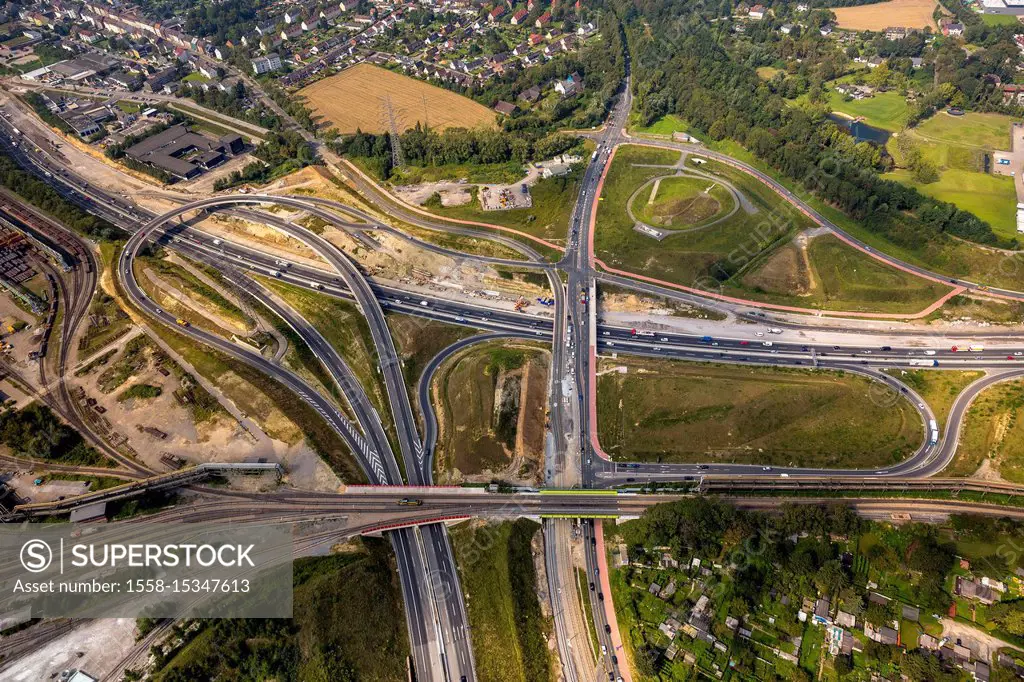 motorway junction, large construction site, B40 Ruhrschnellweg construction site, Donetsk-Ring, Bochum, Ruhr area, North Rhine-Westphalia, Germany