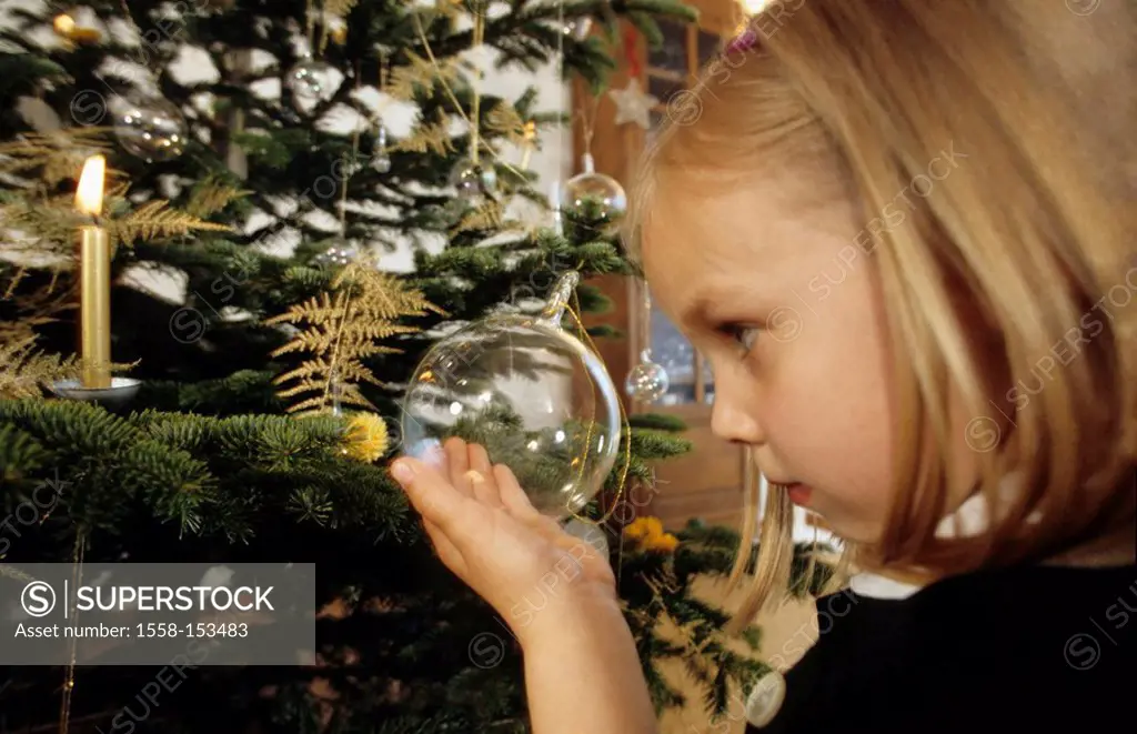 Christmas tree, girls, Christian tree ball, transparently, views, side portrait,