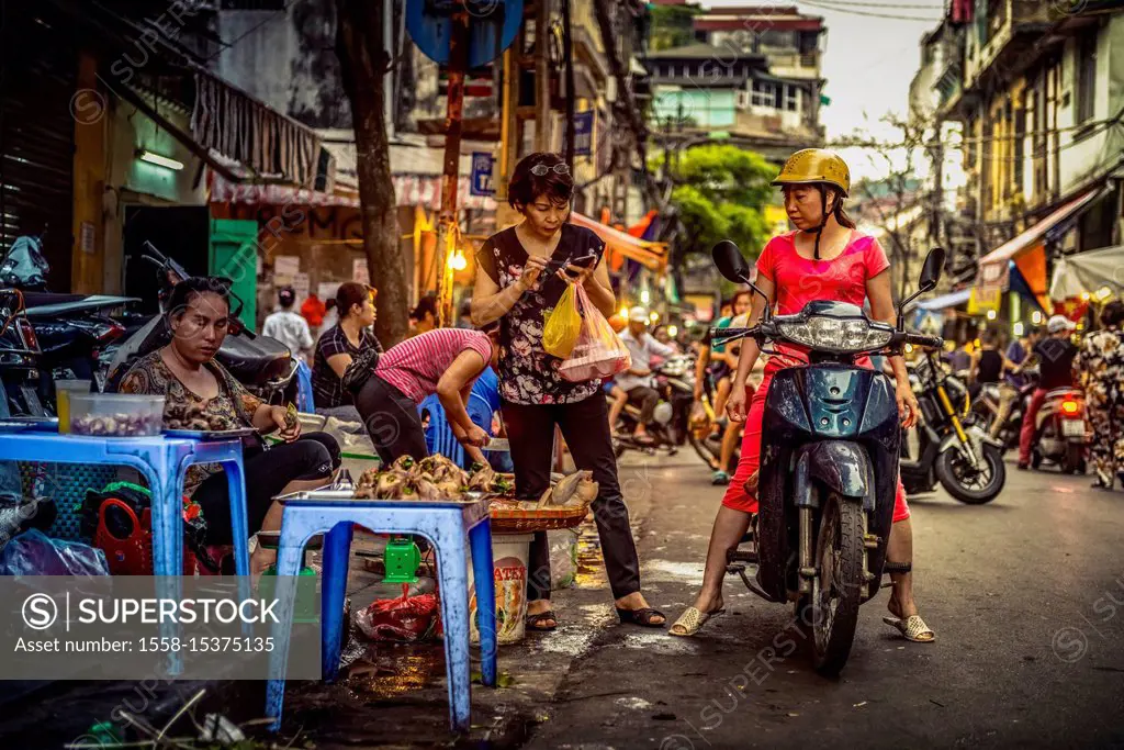 Asia, Vietnam, Hanoi, transport, transportation, means of transport, market