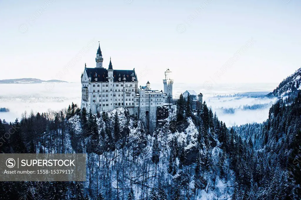 Germany, Bavaria, Allgäu, Hohenschwangau, Neuschwanstein Castle