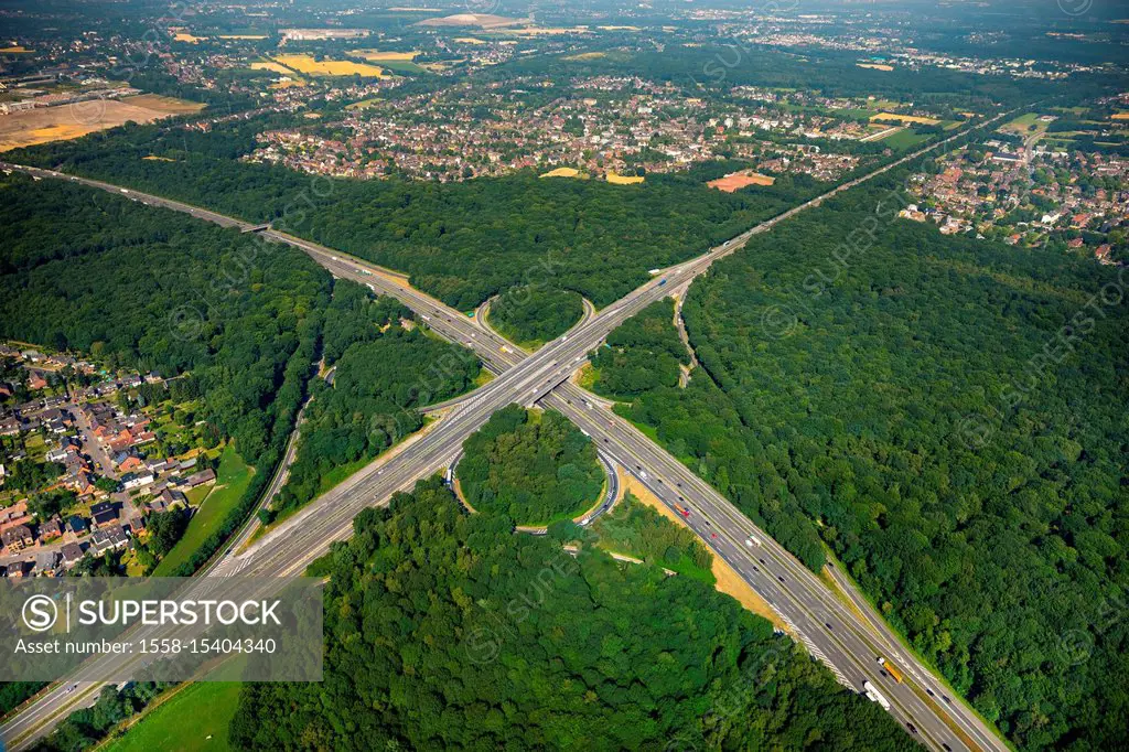 Motorway A516 and motorway junction A2, motorway junction Oberhausen, Oberhausen, Ruhr area, North Rhine-Westphalia, Germany