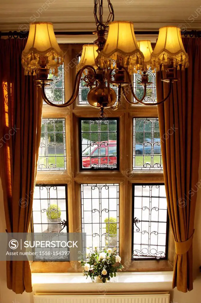 old historic building, ceiling lamp, window, view, street,