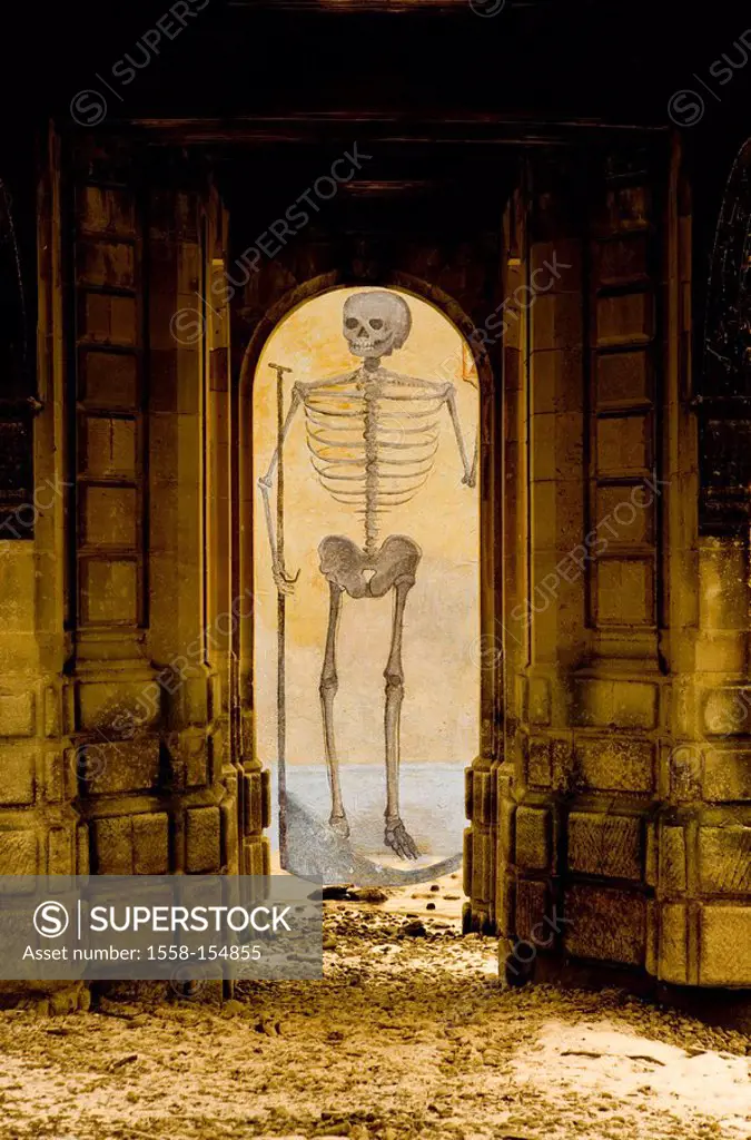 Stone gate, passageway, the Grim Reaper,