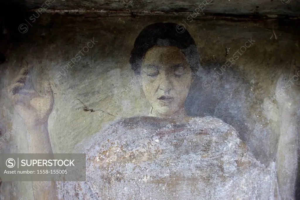 Wall painting, fresco, woman,