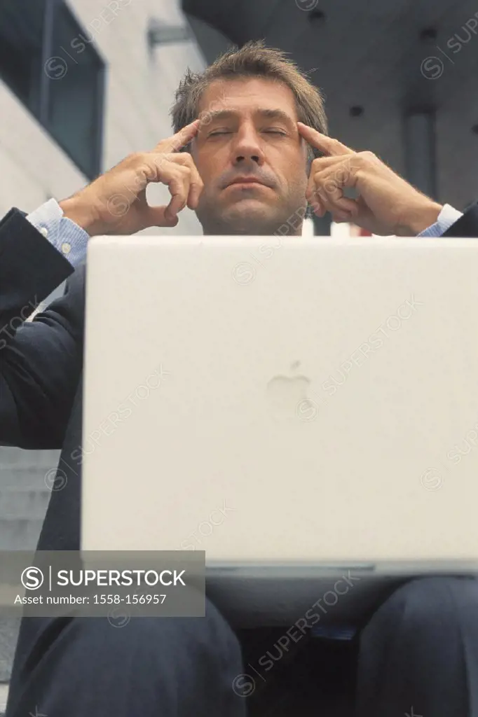 Businessman, gesture, concentrated
