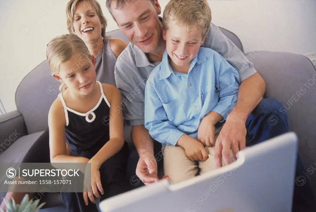 family, laptop, family life