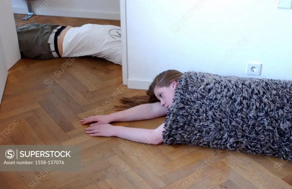 Woman, carpet, floor