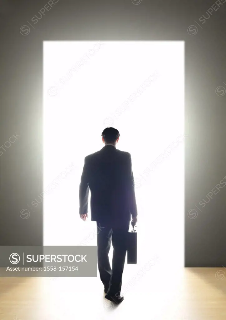 Businessman, door, light