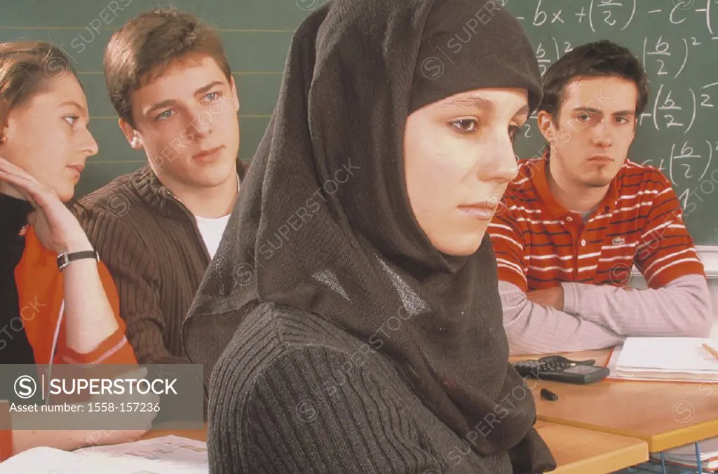 Classroom, schoolgirl, headscarf