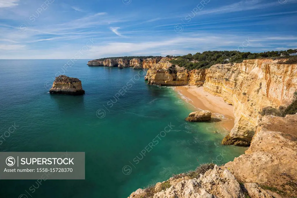 Rocky coast at Praia do Pau, Algarve, Faro district, Portugal